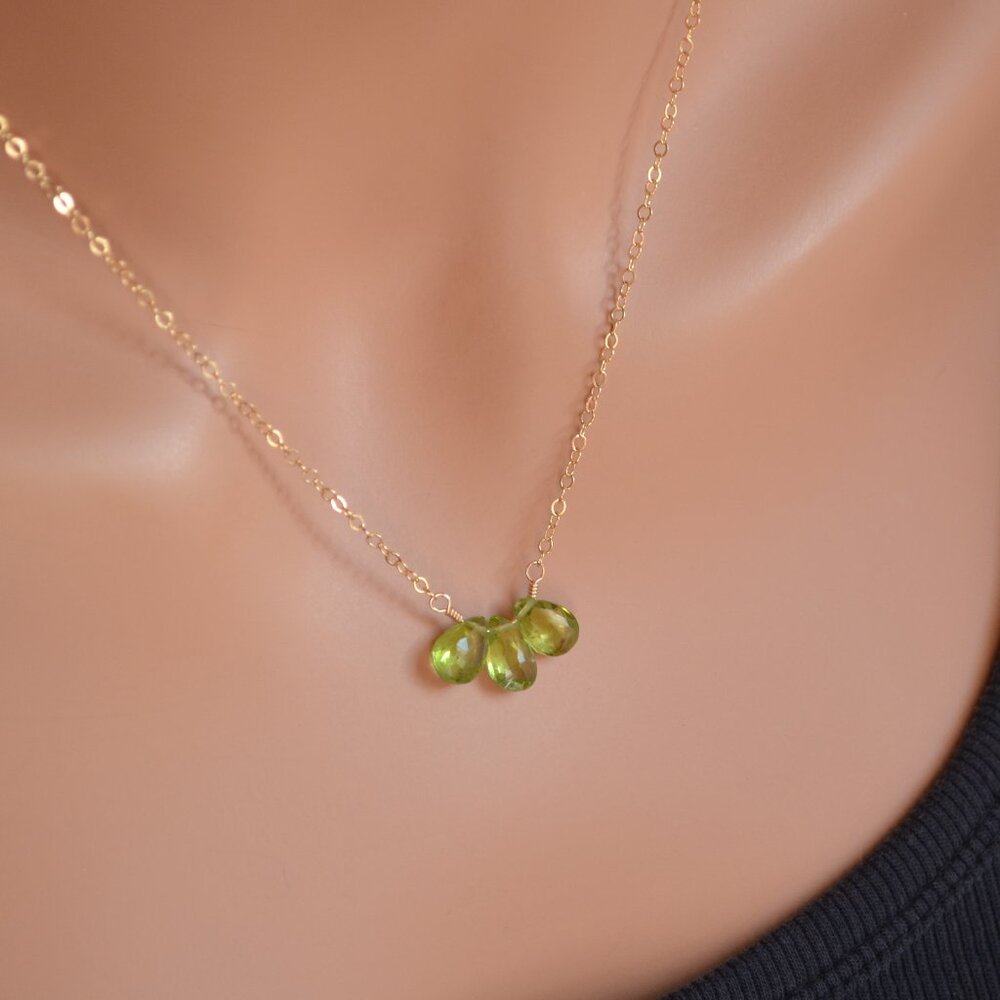 Genuine Peridot Necklace in Gold